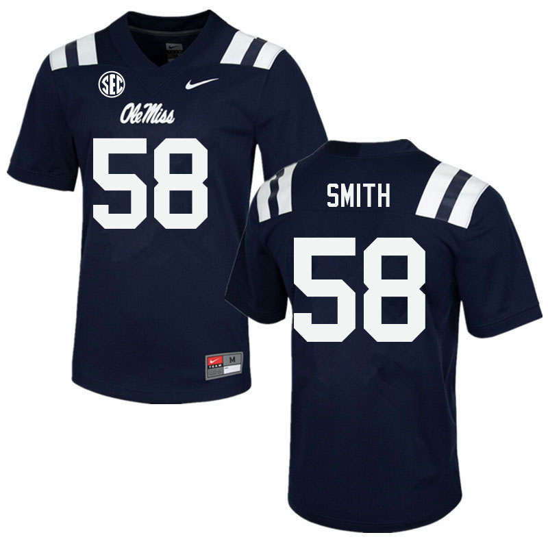 Demarcus Smith Ole Miss Rebels NCAA Men's Navy #58 Stitched Limited College Football Jersey QUE1558CV